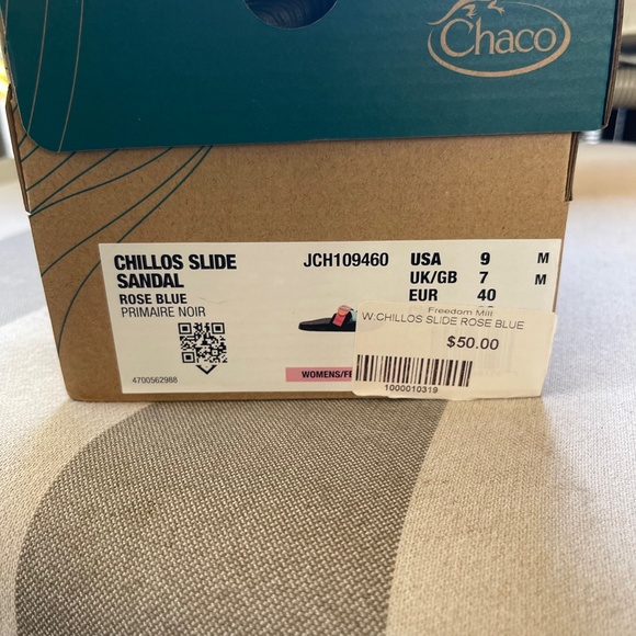 Womens Chaco Chillos Slide Sandals, Size 9, New In Box, Rose Blue Color - Picture 4 of 4